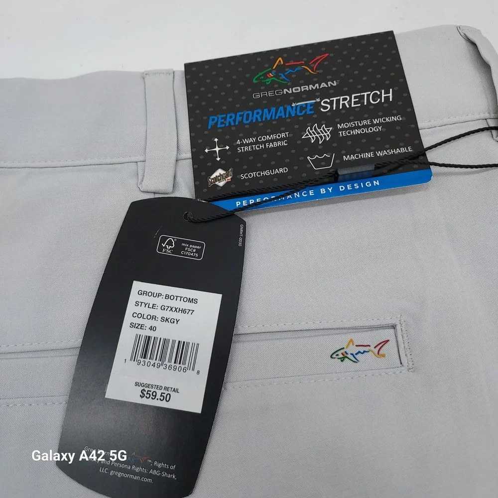Greg Norman Mens Performance Stretch Golf Shorts‎ Grey G7XXH677 Size 40 NWT